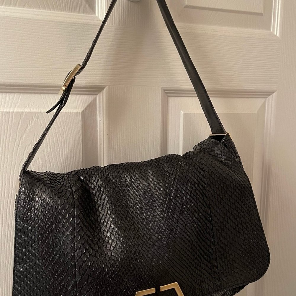 Gucci Leather Python Flap Handbag - Picture 3 of 12